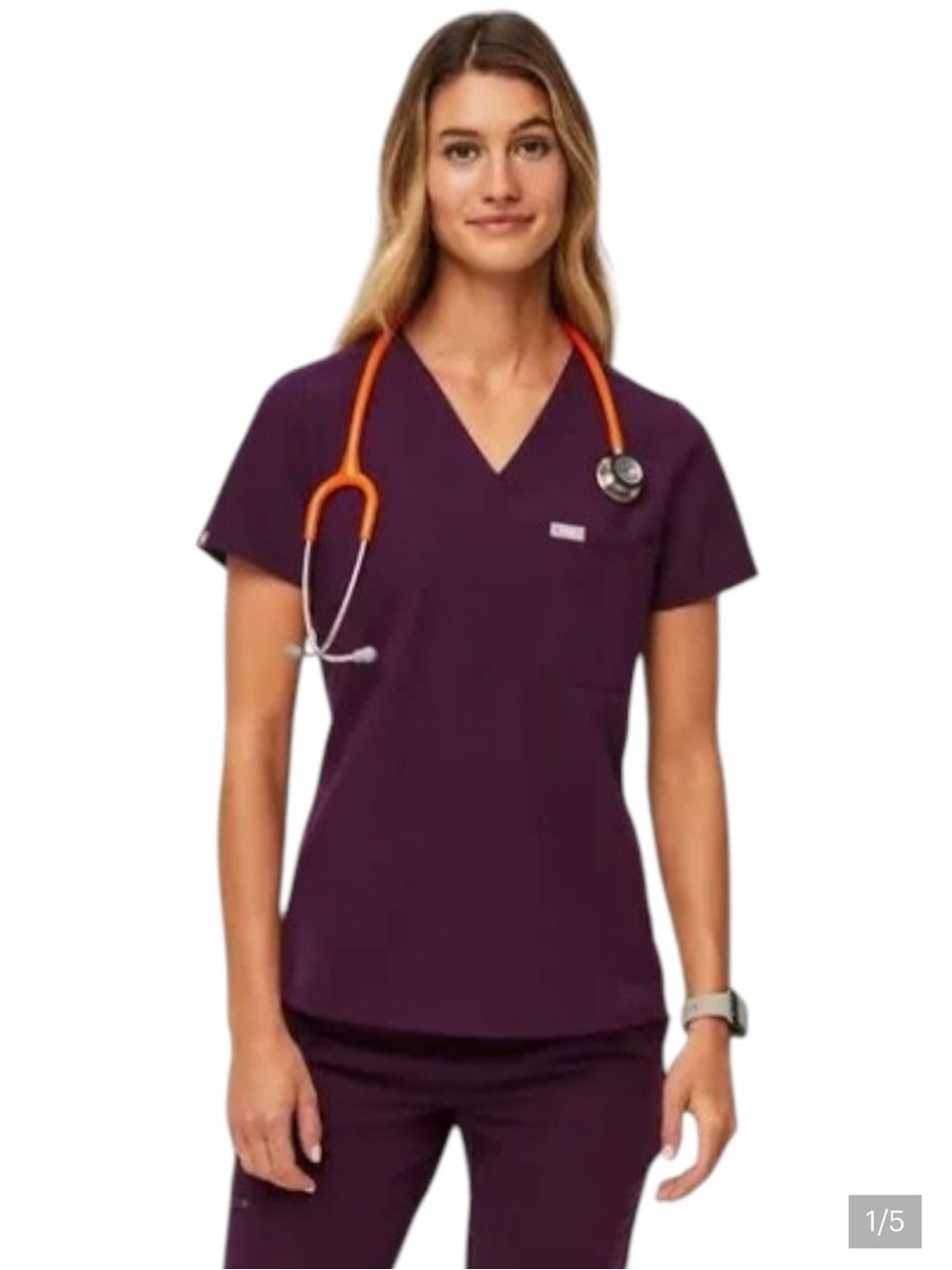 FIGS CATARINA SCRUB TOP DEEP PURPLE